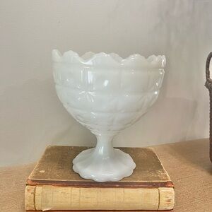Elegant Milk Glass Pedestal Bowl